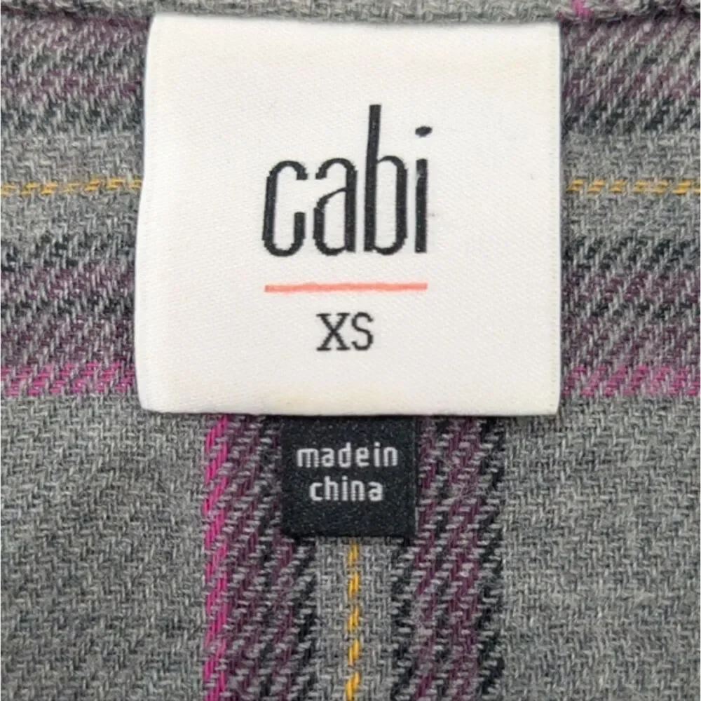 Cabi Highland Flannel Gray Purple Plaid Button Down Tunic Shirt Long Sleeve XS - Picture 8 of 10